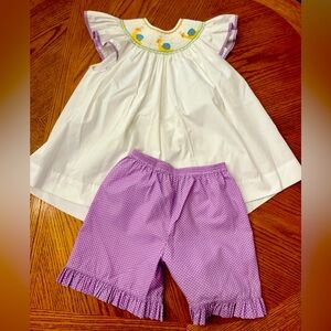 Smocked shorts set